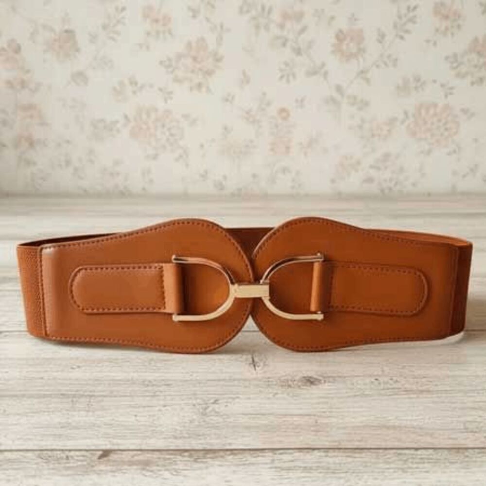 Ladies Brown Oversized Stretch Belt (29.5 Inches)